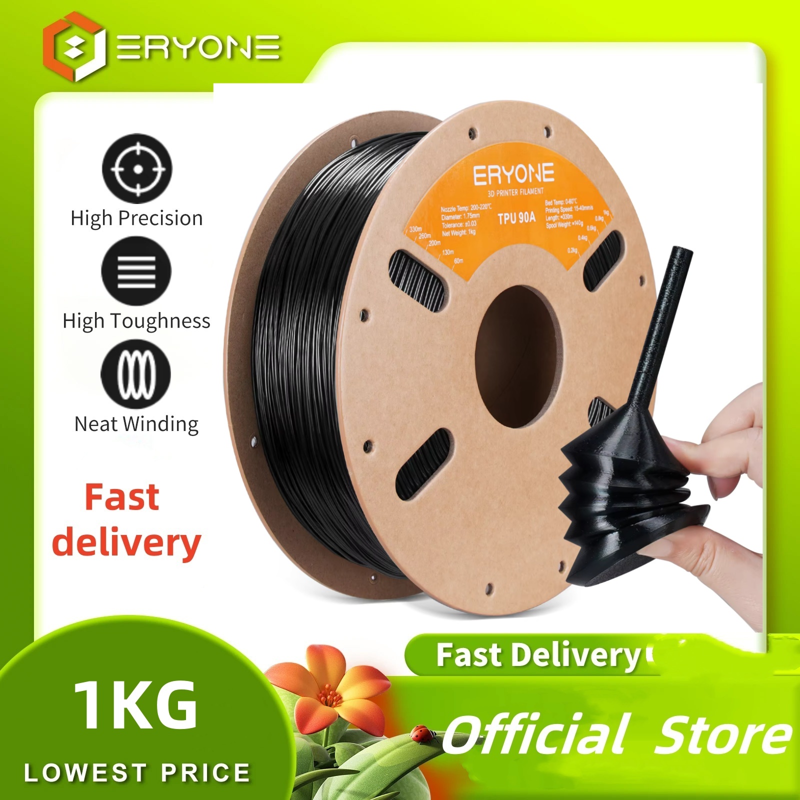 Pla Filament 1.75Mm - ERYONE 1KG TPU 90A Premium Filament