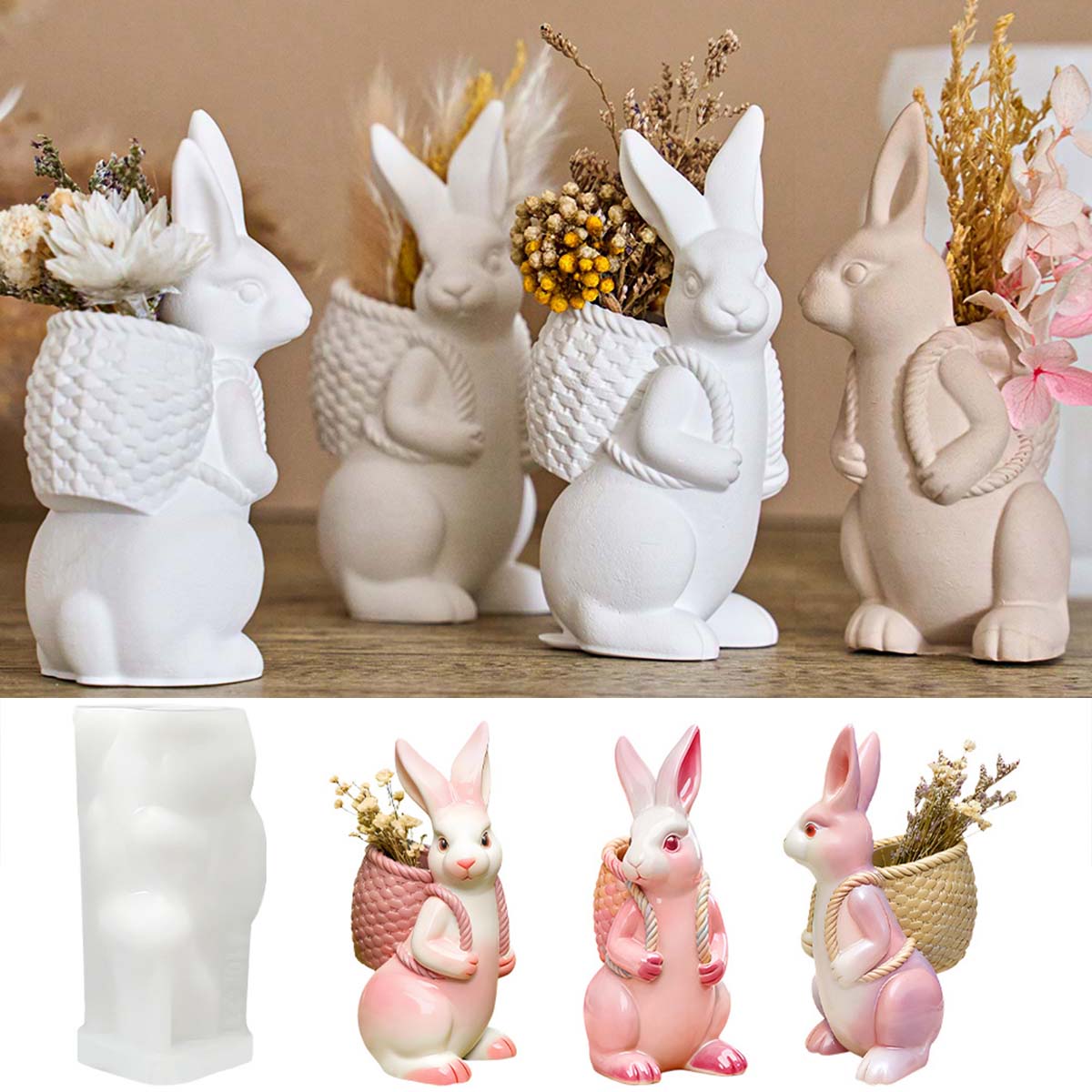 3D Printing Vase - 3D Easter Bunny Silicone Mold DIY