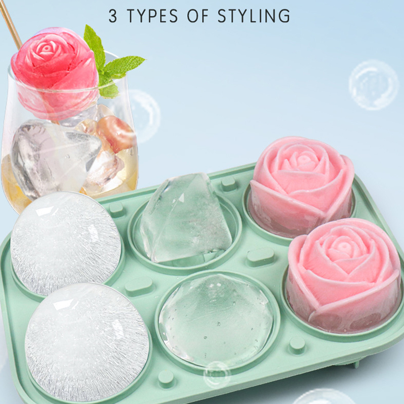 3D Printing With Silicone - 3D Rose Diamond Round Ice Cube