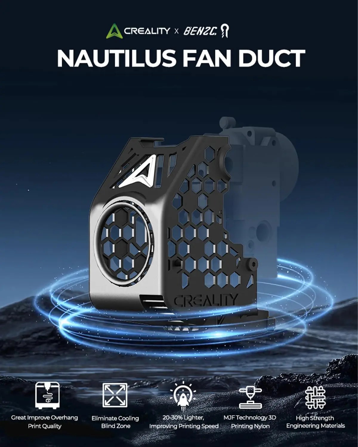 Creality X BEN2C Nautilus Fan  - 3D Printing Overhangs recension och pris